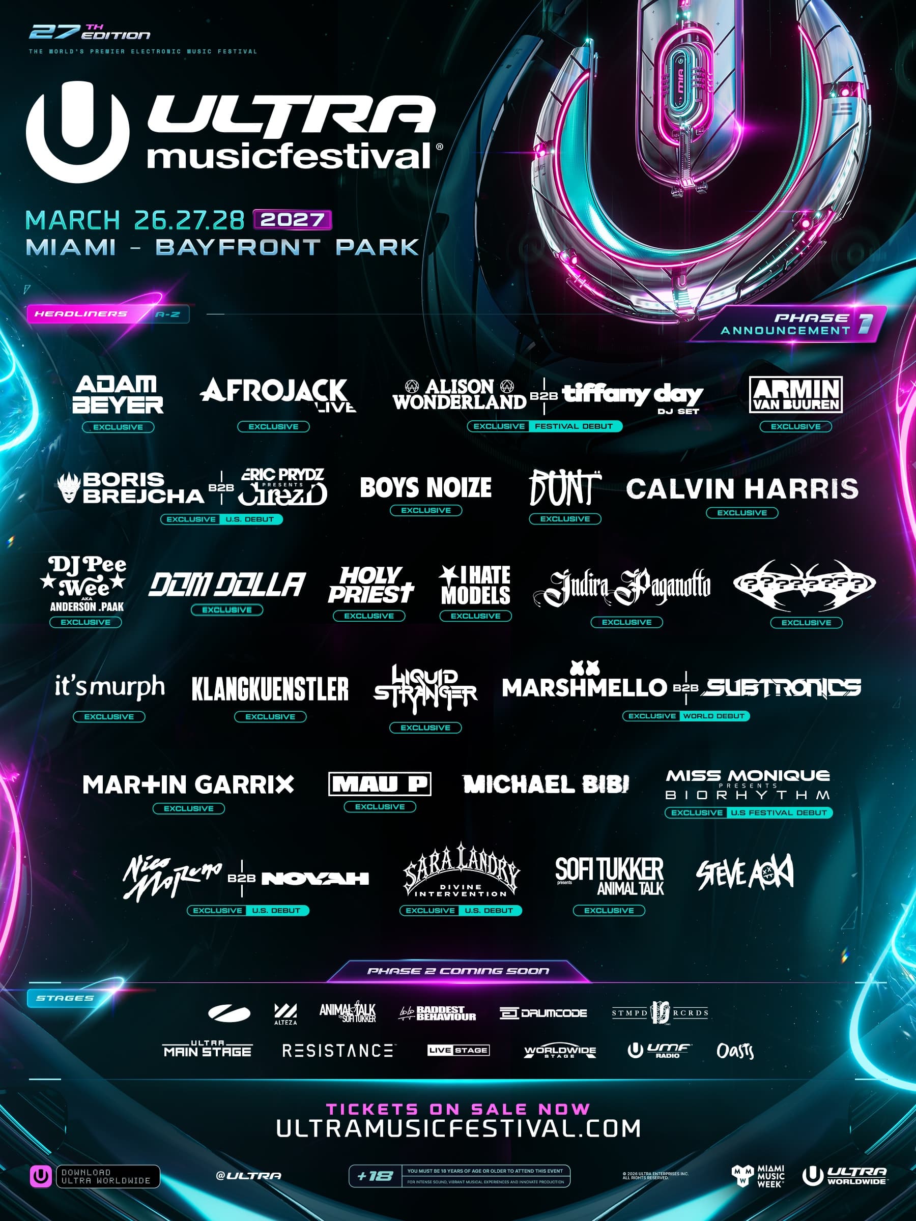 Ultra Music Festival 2027 poster